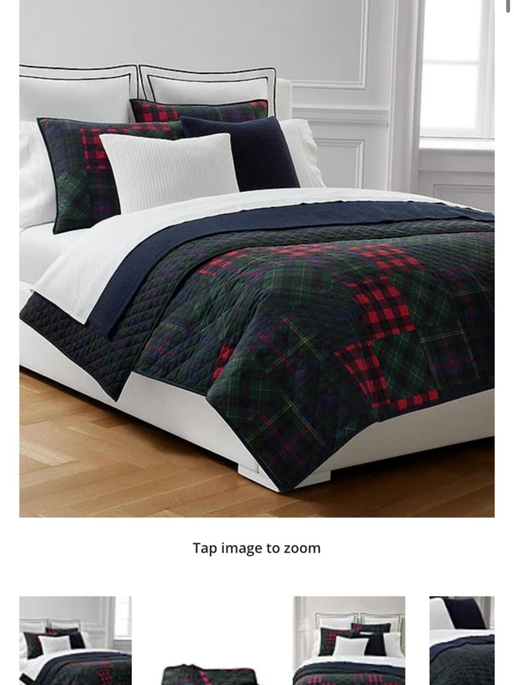 Ralph Lauren Plaid Quilted Reversible Quilt in Green & Red (King)